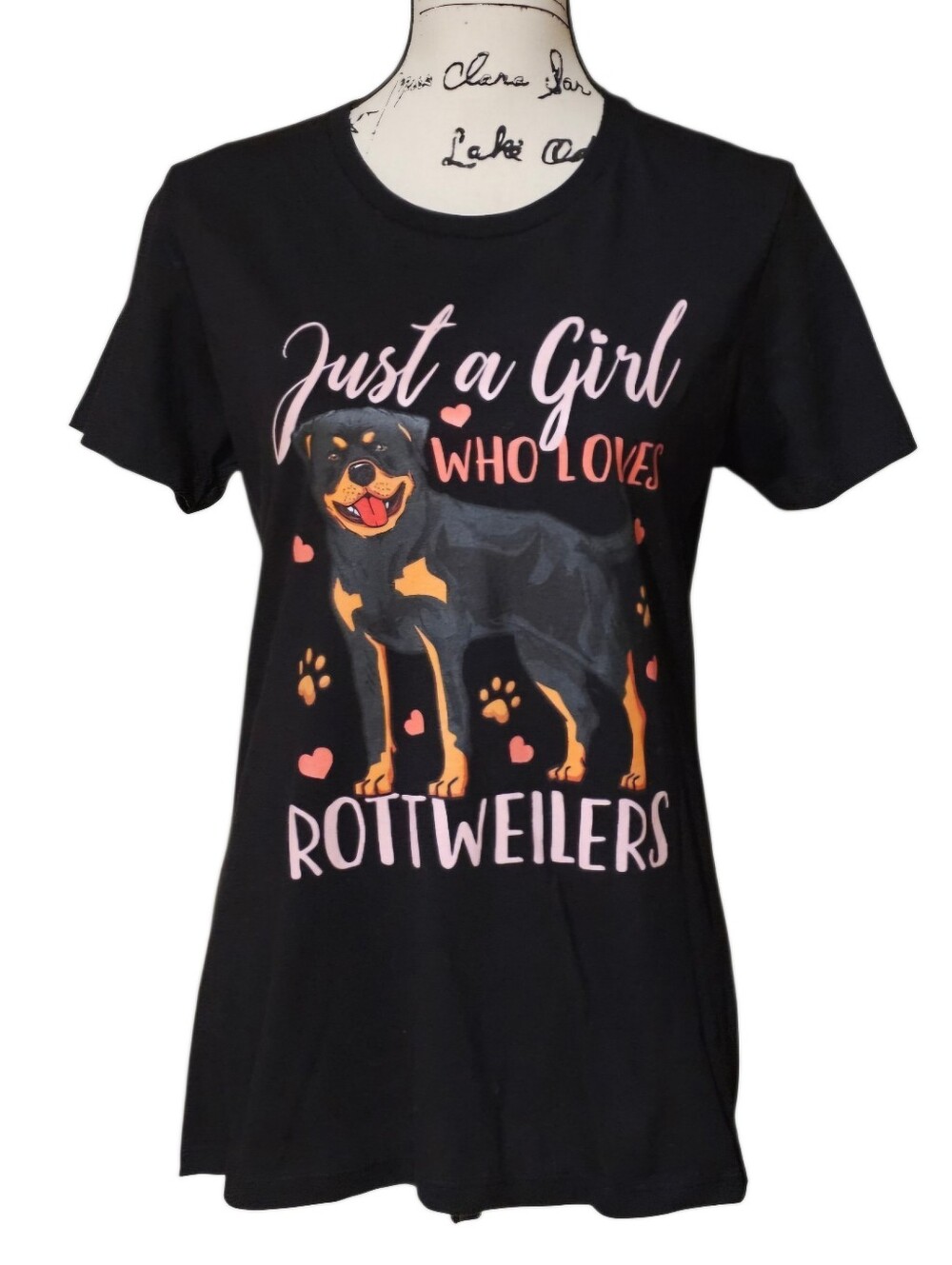 Next Level Apparel Black 'Just a Girl Who Loves Rottweilers' Graphic Tee